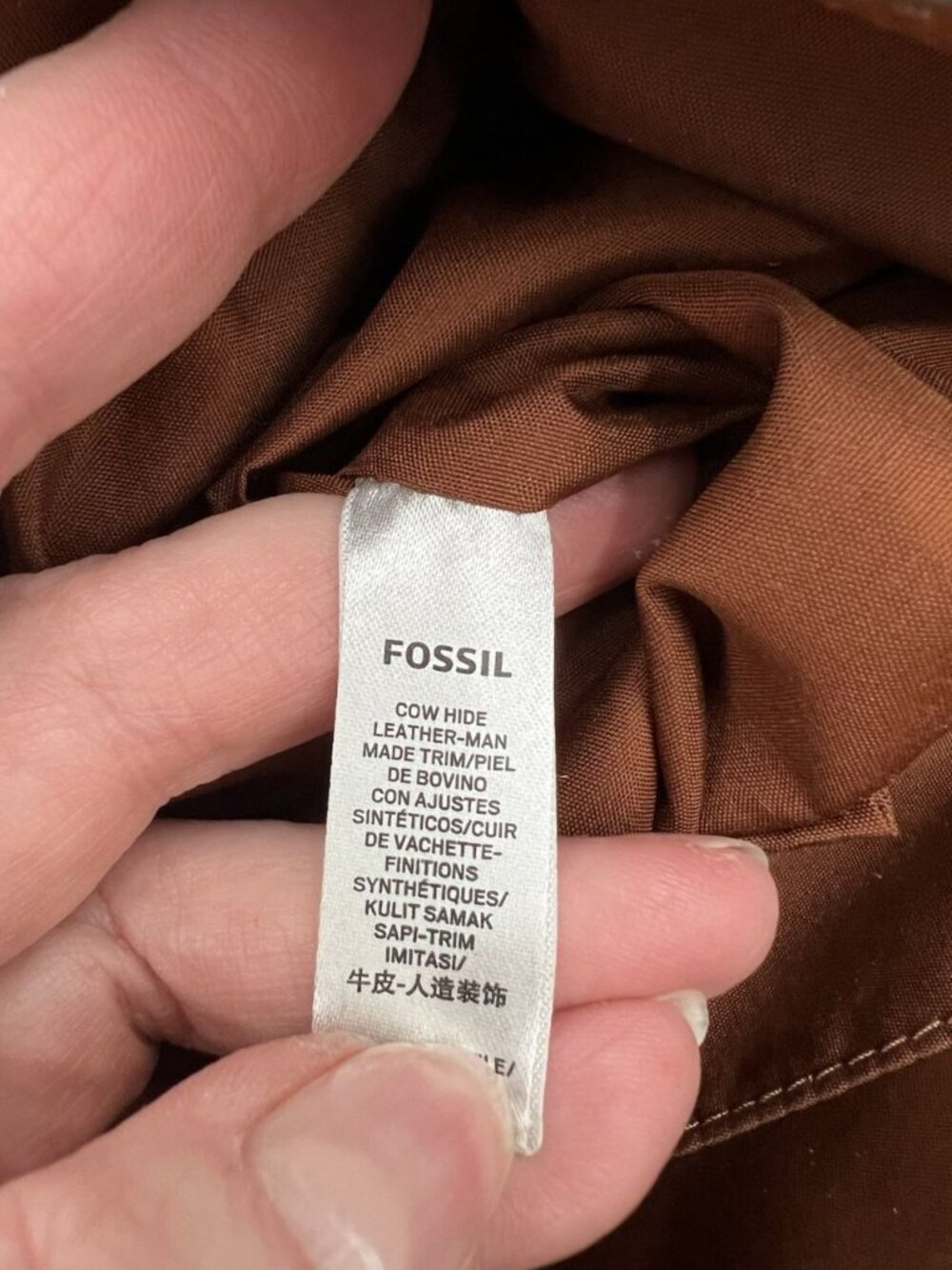 Fossil Julianna Hobo Bag Leather Colorblock Strip Shoulder Purse Key Charm EUC - Picture 16 of 16